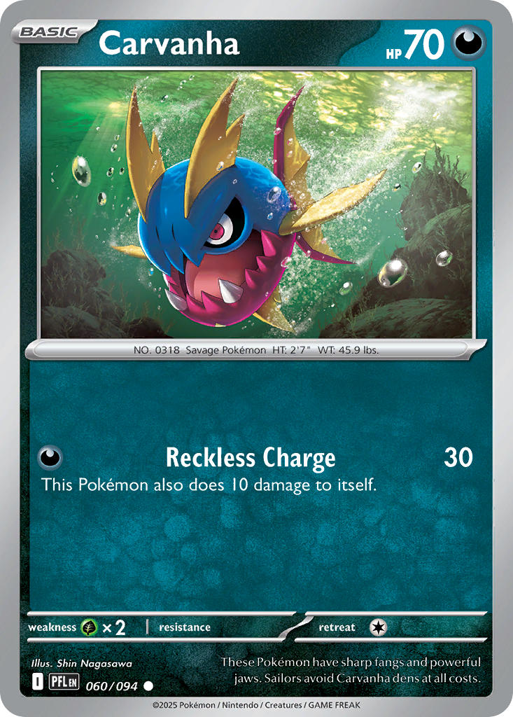 Carvanha 060/094 - Common - Reverse Holo