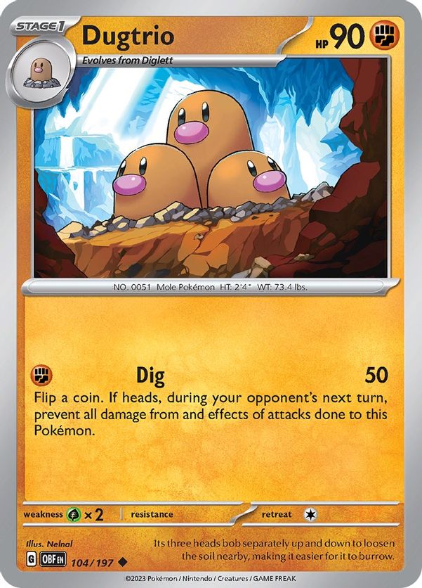 Dugtrio 104/197 - Uncommon - Reverse Holo