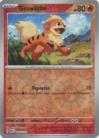 Growlithe 058/165 - Common - Reverse Holo