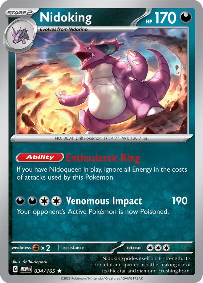 Nidoking 034/165 - Rare - Reverse Holo - Español