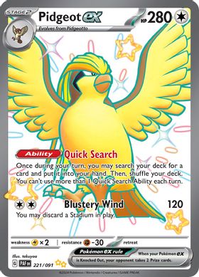 Pidgeot ex  221/091 - Shiny Ultra Rare