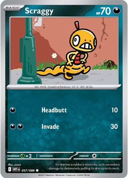 Scraggy 057/086 - Common - Reverse Holo