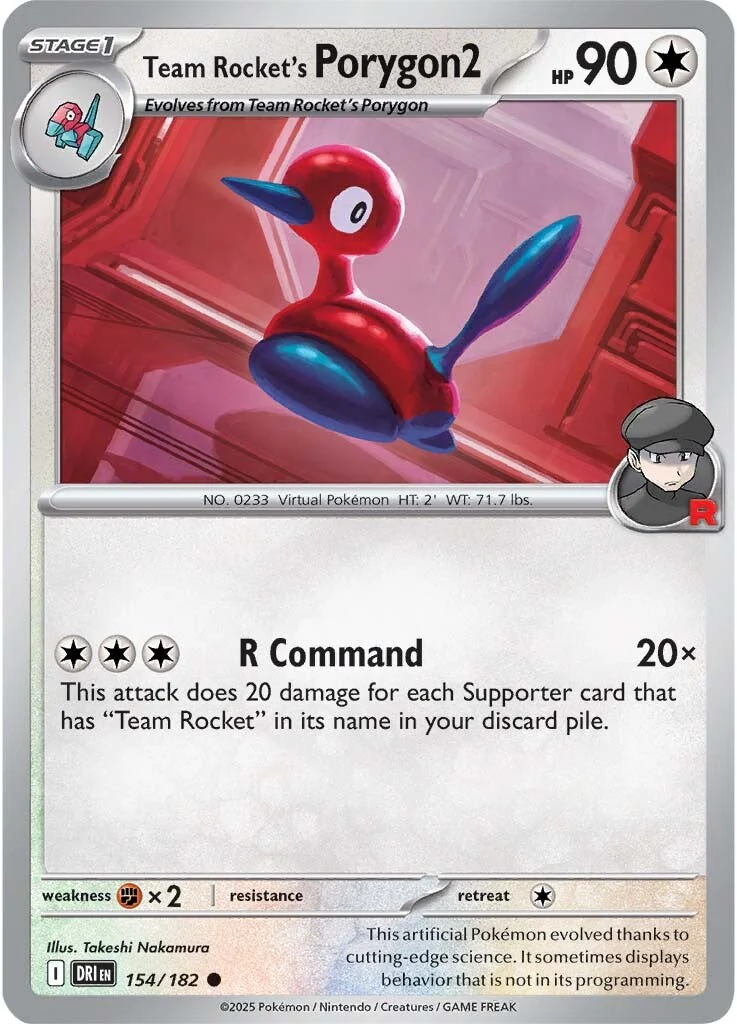 Team Rocket's Porygon2 154/182 - Common - Reverse Holo